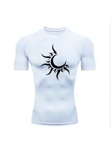 Moon Sun Symbol 2026 Men's Sports T-shirt Training Fitness Compression Workout T-Shirt Rashguard Tops Quick Dry Short Sleeve T-Shirt for Men