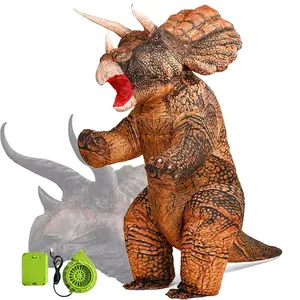 Adult Triceratops Inflatable Costume, suitable for various carnival events and parties - includes fan and battery box (batteries not included)