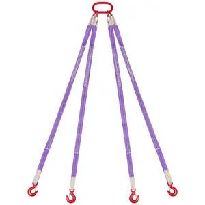 VEVOR Lifting Sling Straps, Four Leg Polyester Bridle Sling with Hooks, 6600LB Capacity, 5Ft Heavy Duty Rigging Strap, Thickened Wear-Resistant Webbing Slings for Engines Cranes Hoists Truck
