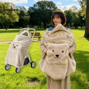 Cute Dinosaur Infant Cape Blanket with Hat, Cozy Soft Plush Stroller Cover, Multi-Functional Windproof Baby Sleep Bag, Essential for Travel