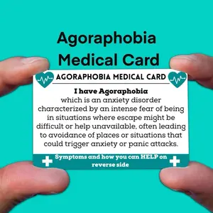 I Have Agoraphobia Medical Alert ID Card, Aware Tag, Anxiety & Panic Awareness Badge, Custom Emergency ICE Card for Wallet Women Men, Ribbon