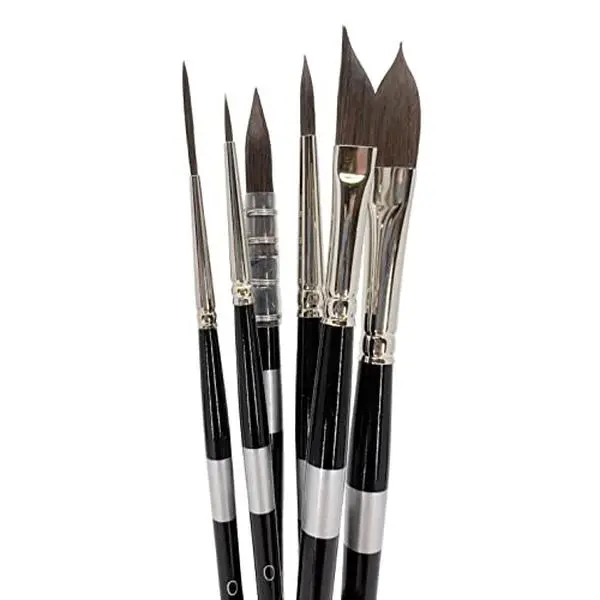 Trekell Onyx Short Handle Brush Set - Top Sellers for Watercolor, Gouache & Fluid Acrylic - Vegan Synthetic Squirrel Bristles