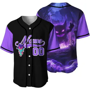 BlvckStyle Custom Gengar Jersey Baseball, Gengar Jersey, Personalized Pokemon Shirt Baseball Jersey