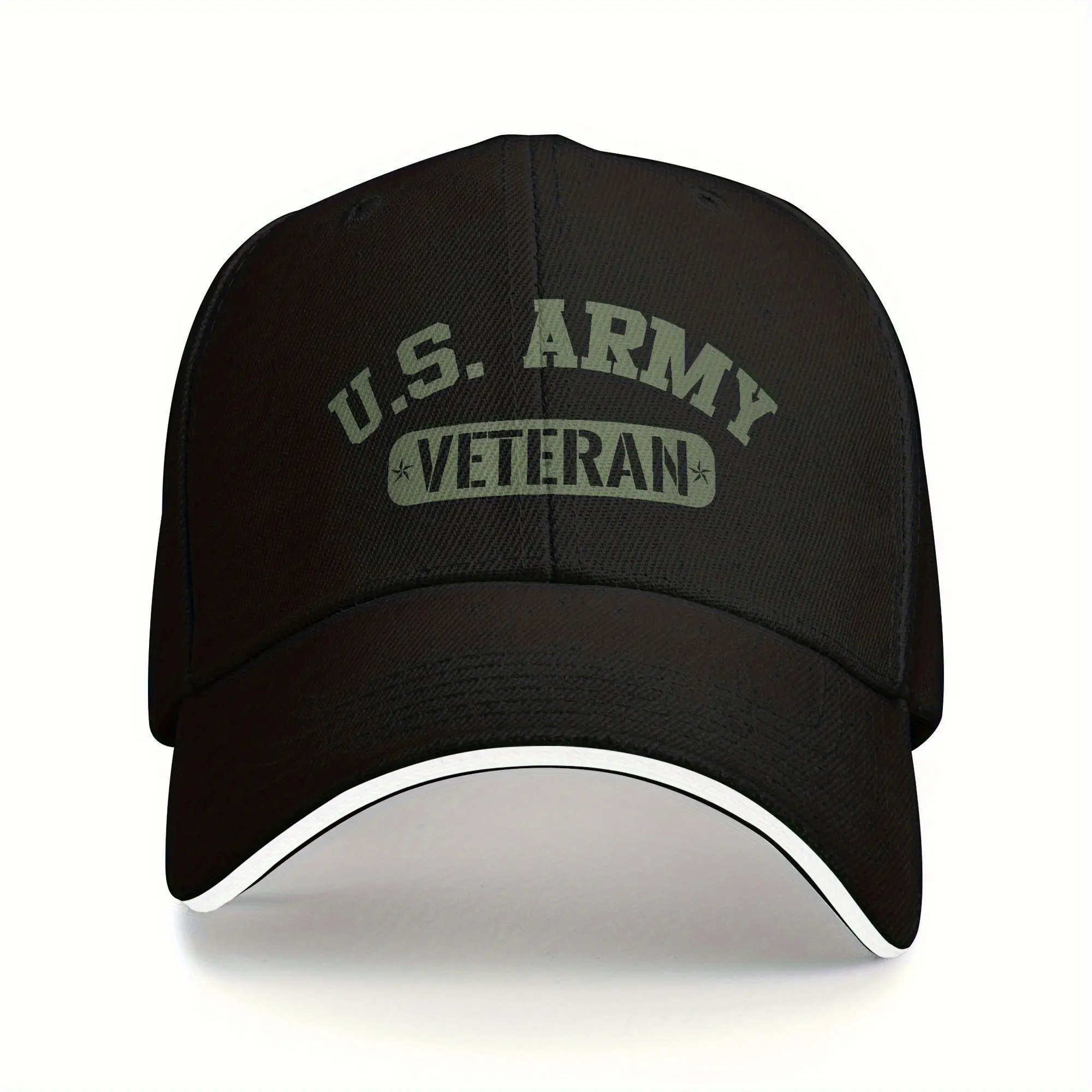 U.S. Army Veteran Embroidered Letters Baseball Cap - Men's Universal Fit, Wide Brim, Adjustable Clasp, UV Protector, Everyday Hiking/Light Outdoor Casual Wear, One Size Fits Most Head Sizes