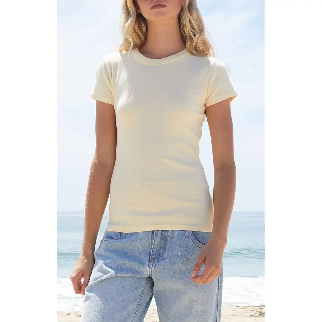 John Galt Women's Yellow Basic Hailie Short Sleeve Top