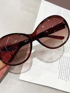 Y2K Retro Oval Large Frame Sunglasses for Women, Elegant Decorative Glasses, Millennial High Street Fashion Accessory, All Seasons Wear