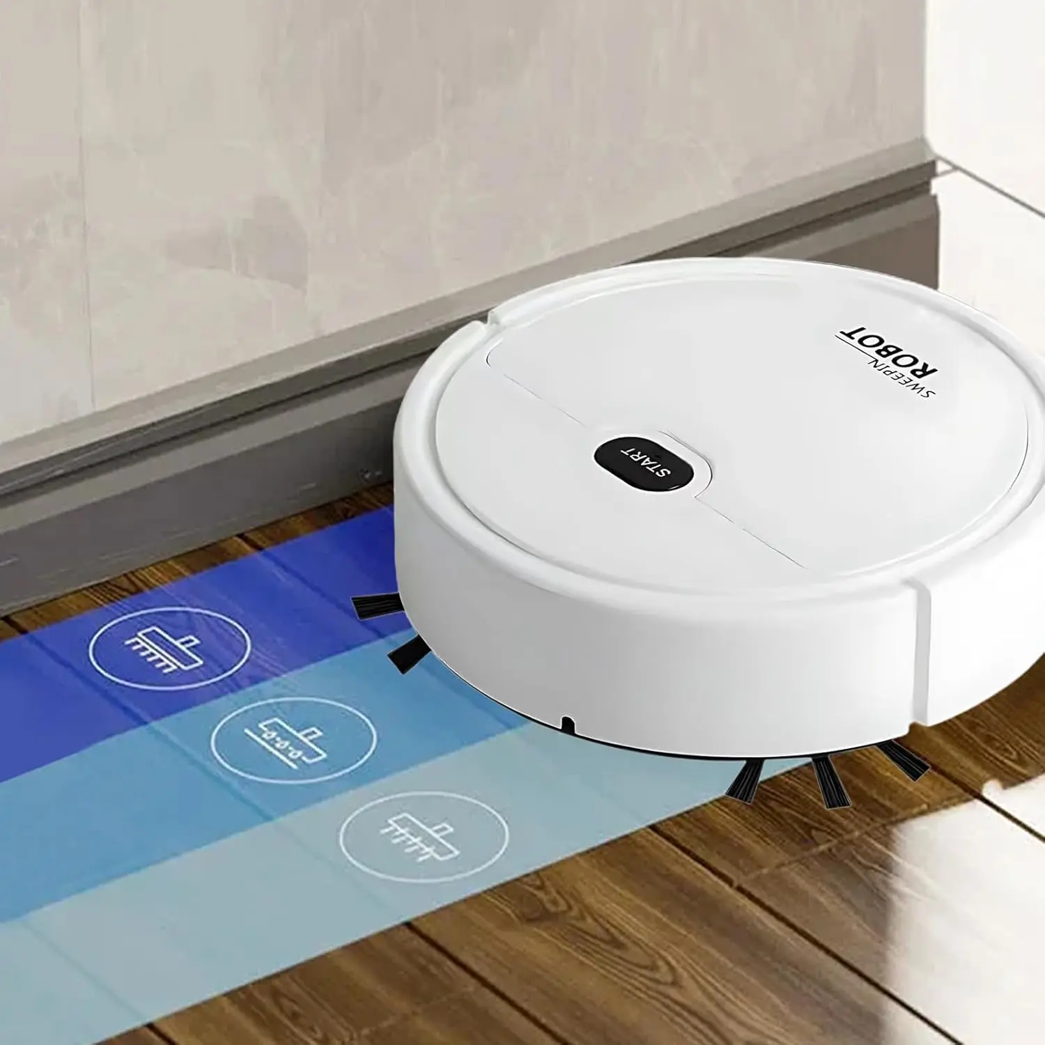 Robot Vacuum Cleaner, USB Smart 3 in 1 Super Thin, Powerful Suction, Quiet, Self Charging Robotic Vacuum Cleaner, Cleans Hard Floors to Medium Pile Carpets (White), Tools And Gadgets, Room Accessories, Household Items