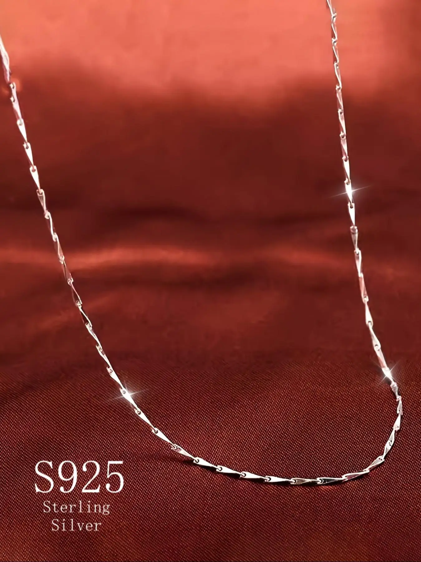 S925 Sterling Silver Simple Chain Necklace for Women, Fashion Jewelry for Party, Daily Clothing Decor, Trendy All-match & Exquisite Jewelry for Birthd