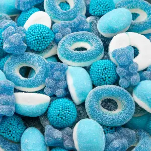 1-lb Blue and Pink Candy Mix Bag – Blue Raspberry Candies, Sweet & Sour Gummies, Gummi Bears, Nonpareil Berries, Gummy Rings & Puffs for Gender Reveal Baby Shower Party Favors