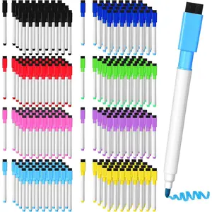 200 Pcs Magnetic Dry Erase Markers Fine Point Tip Whiteboard Markers with Eraser Cap Magnetic Dry Erase Pens Erasable Pens for Whiteboard Boards (Colorful)