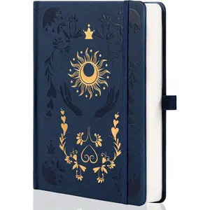 1 dot grid notebook, 100 pages, A5 medium size (5.7'' x 8.3''), leather cover, 160 GSM thick paper, suitable for bullet journaling, planning, and tracking, Dotted Notebook