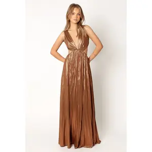 Shania Pleated Maxi Dress - Bronze