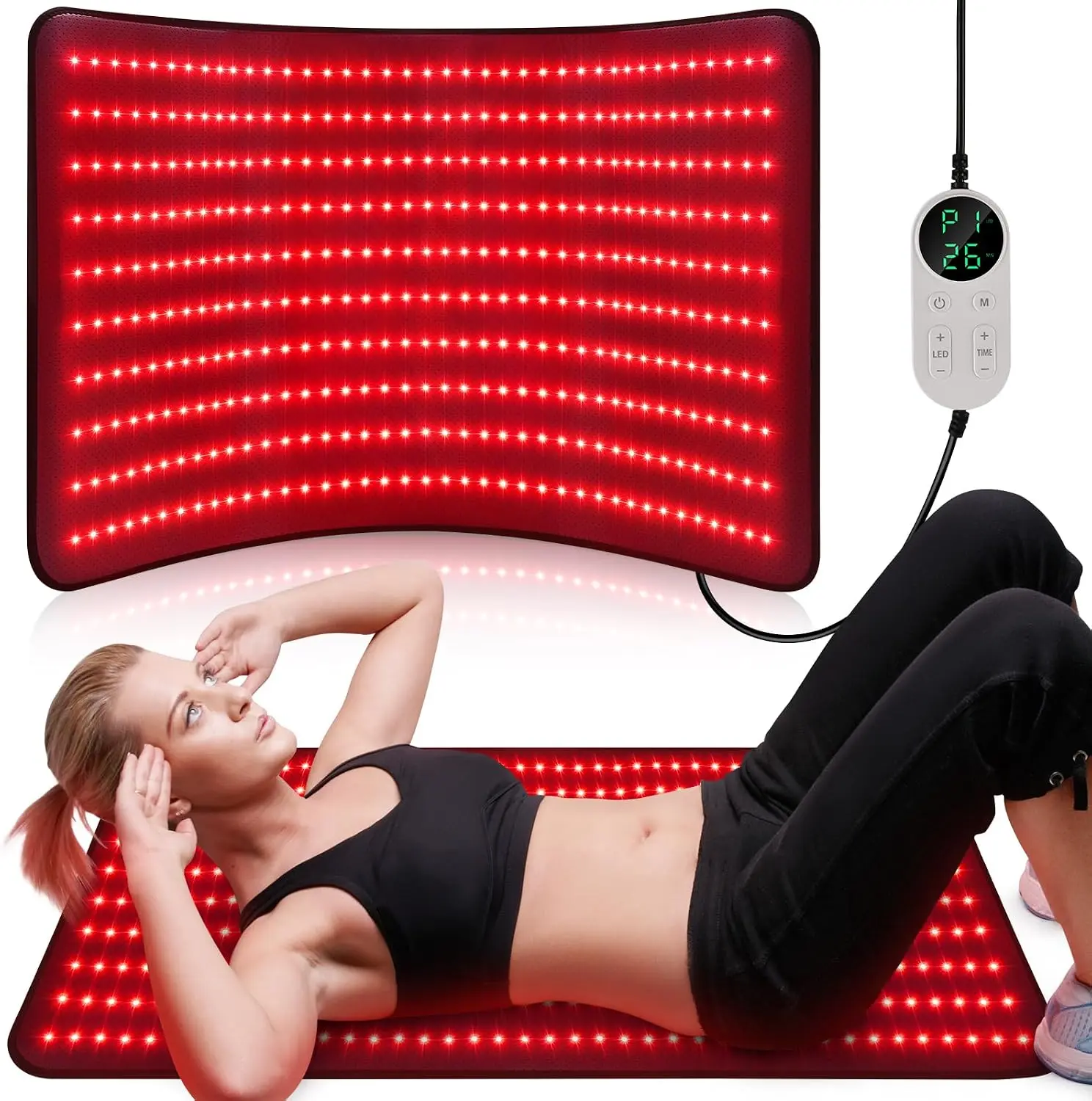 Pedete Red Light Therapy Mat for Body, 39’’×24’’ Large Infrared Light Therapy Pad with Timer Remote Control, 660nm 850nm Home Office Daily Use on Back Shoulder Knee Leg & Pets (with Storage Bag)