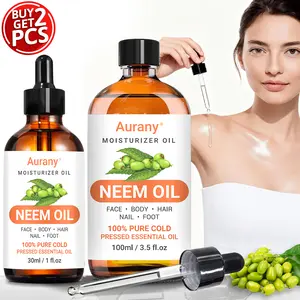 Neem Oil 2 Pcs Set - Skin Moisturizing, Hair Protection, Nail Care , Deep Hydration Formula For Face,Body,Hair,Nail,Foot Maintenance , Multi-Use Oil For All Skin Types , Unisex Halloween/Christmas Gift Ideal For Men & Women - 30Ml+100Ml Radiant