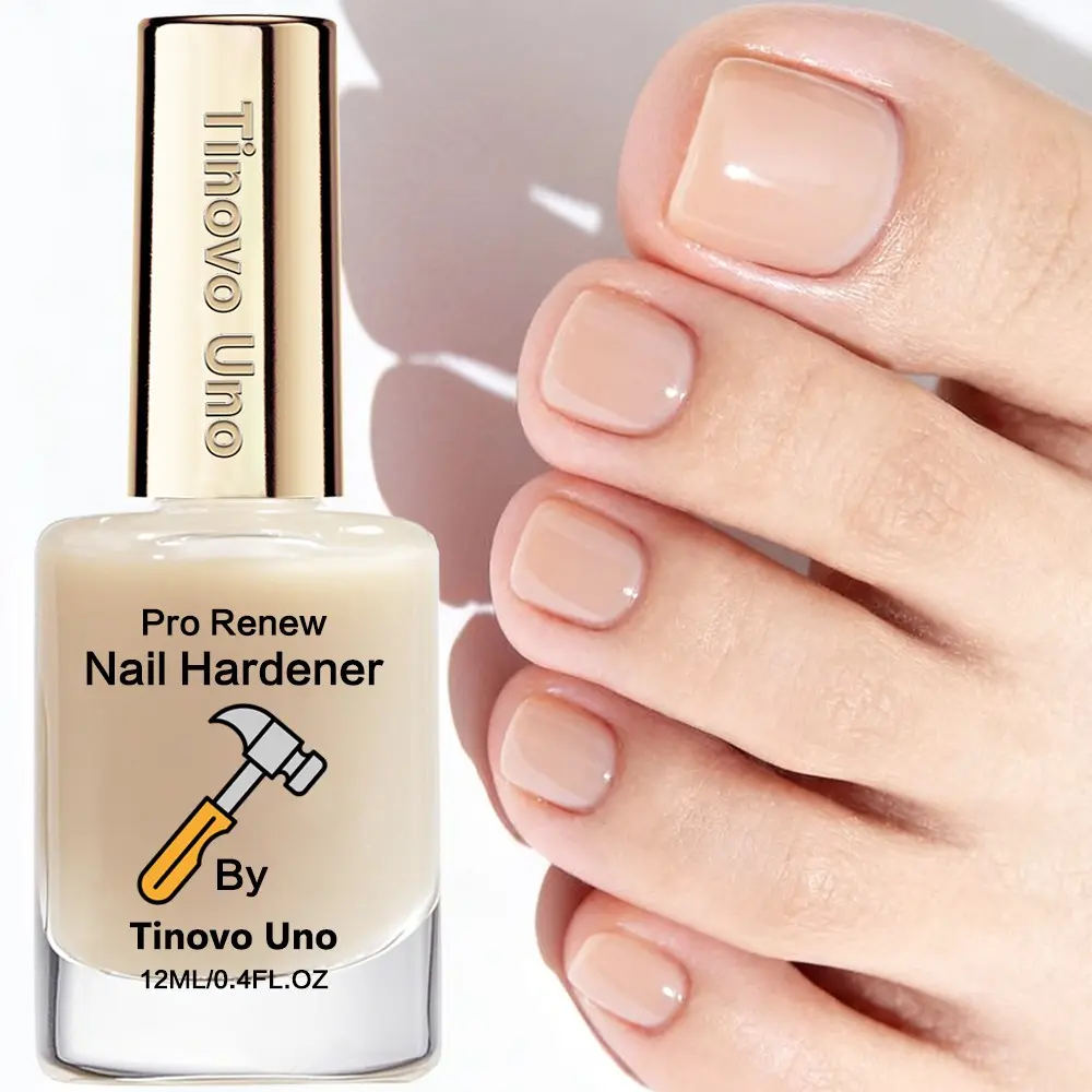 Tinovo Uno Pro Renew Nail Strengthener & Care Serum, Nail care product, Manicure Nail Hardener, 12ml, Natural Jelly Beige, Quick Drying for Broken, Brittle Nail, Glossy Top Coat, Hydrating Nail Lacquer, Cuticle Oil, Nail Care Liquid