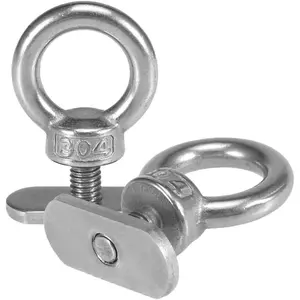 Track Mount Kayak Tie Down Eyelet, 2 Packs Stainless Steel Eyelets with 4 Washers & 2 Nuts Kayaking Mounting Replacement Kit for Bungee Cord Rope Up to 0.6"