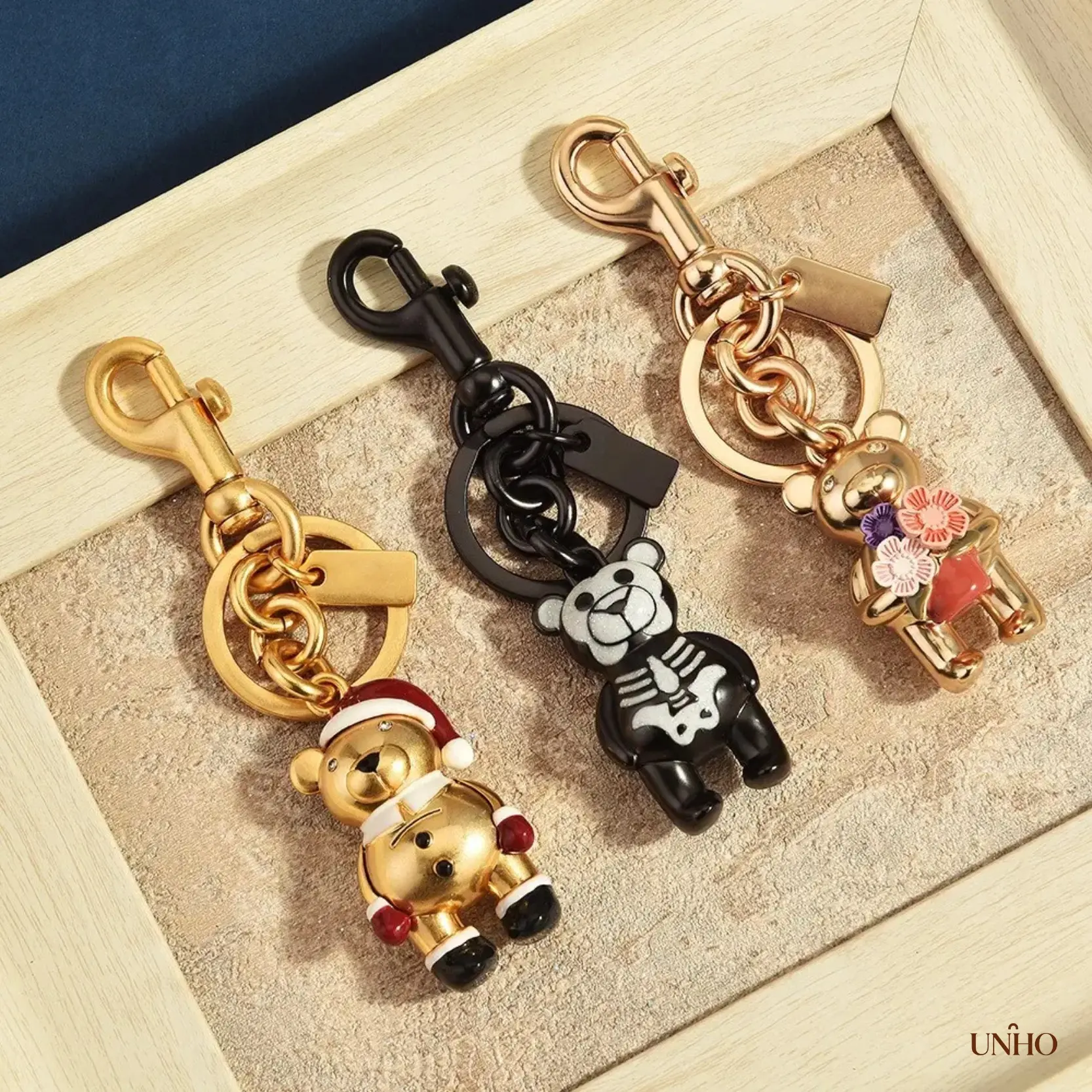 Cute 3‑D Bear Metal Bag‑Charm Key‑Ring For Women, Luxury Floral‑Designed Pendant, Versatile Girly‑Style Accessory For Wallets, Backpacks And Daily‑Gift‑Giving Scenarios