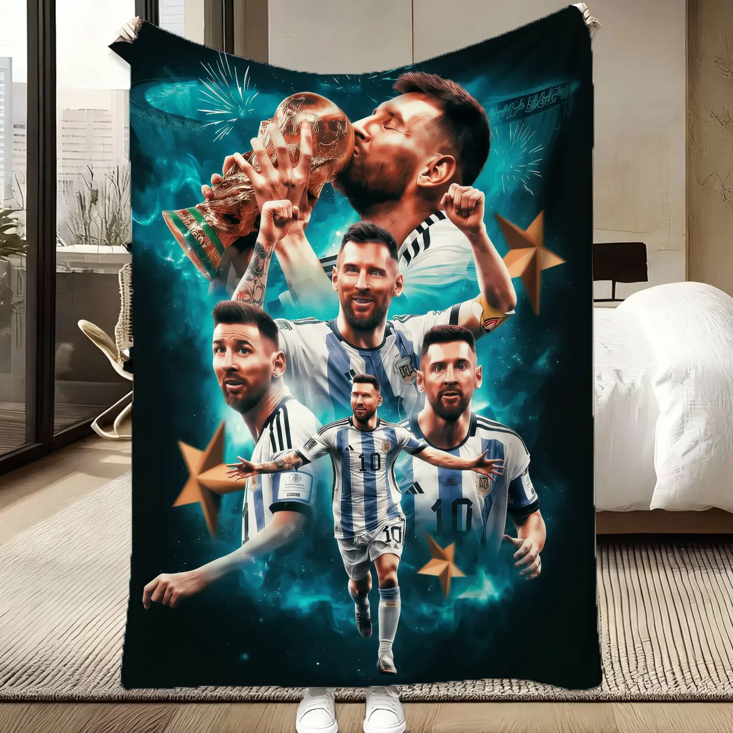 Soft Funny Throw Blanket Single-sided Printing Lionel Messis Flannel Blanket Premium Ultra Soft Lightweight Durable Perfect for Bed Sofa Travel and Thoughtful Gifts,back to school,back to school shopping,home decor