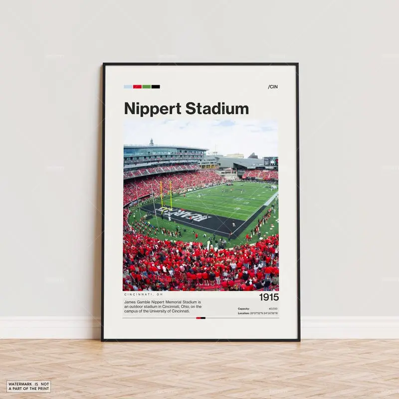Nippert Stadium Poster, Cincinnati Bearcats Poster Print, NCAA Stadium Poster, NCAA Art, Sports Poster, Football Fan Gift, Modern Art