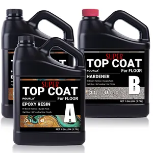 Pourla 2:1 Top Coat Epoxy Resin for Floor Coating, Sealing and Protecting Concrete, Stone and Coated Floors 3 Gallon Pack