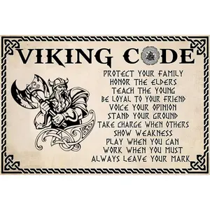 Bestylez Viking Gifts For Men Viking Code Sign Viking Wall Decor For Home Bar 8X12 Inches