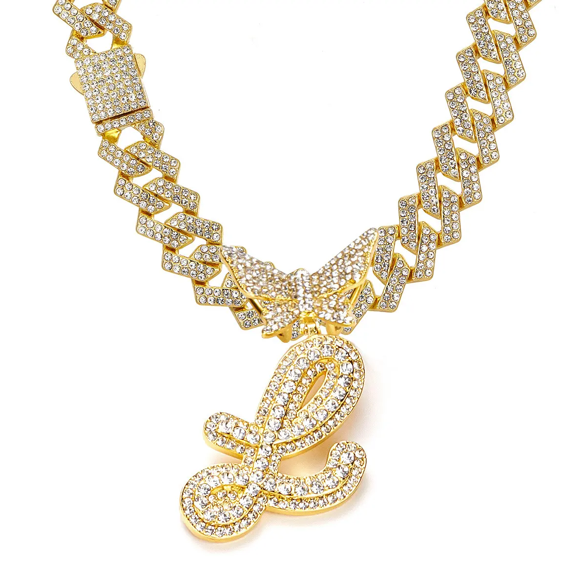 Gold letter necklace L