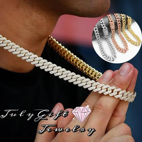 Hip Hop Mens Full Iced Out 12mm CZ Miami Cuban Link Chain Choker 18"-24" Necklace