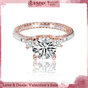 【#18 Fireworks】Antique-inspired Three stone S925 vvs D/E Color Synthetic Moissanite Ring  1-3Carat