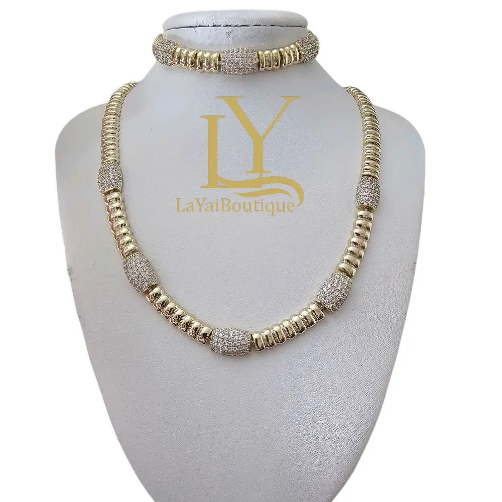 LaYaiBoutique #1393 Necklace and bracelet 14k gold plated HIGH QUALITY.