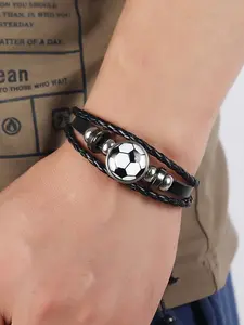 1pc Glow-In-The-Dark Football Bracelet, Team PU Leather Wristband, Perfect for Game Parties, Game Party Ready, Unique Sports Accessory