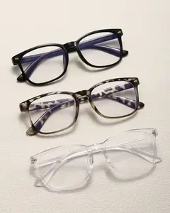 5PCS Unisex Square Eyeglasses, Solid Color & Leopard Tortoiseshell Frame Glasses, Retro Trendy Casual Eyewear, Lightweight Comfort Fashion Accessory, Daily Driving Shopping Outdoor Travel Everyday Decorative Glasses