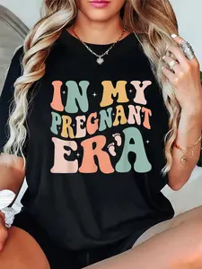 100% Cotton In My Pregnant Era Funny Pregnancy Announcement Pregnant T-Shirt