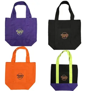 Trader Joe’s Mini Pastel Tote Bag for Groceries – Cute Pastel Mint & Pink Reusable Grocery Tote, Spacious & Durable, Perfect for Back to School & Food StorageLimited Edition Halloween and Christmas Colors--Single-sided without a zipper
