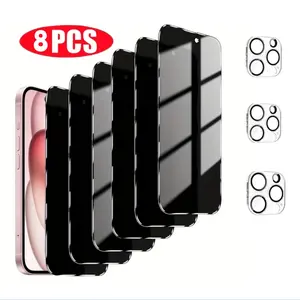 8-in-1 Privacy screen protector for is suitable for iPhone 13 15 14 16 16E Plus Pro Max 5-piece privacy screen, spy-proof, full-coverage screen, toughened glass protective film and 3-piece camera case.