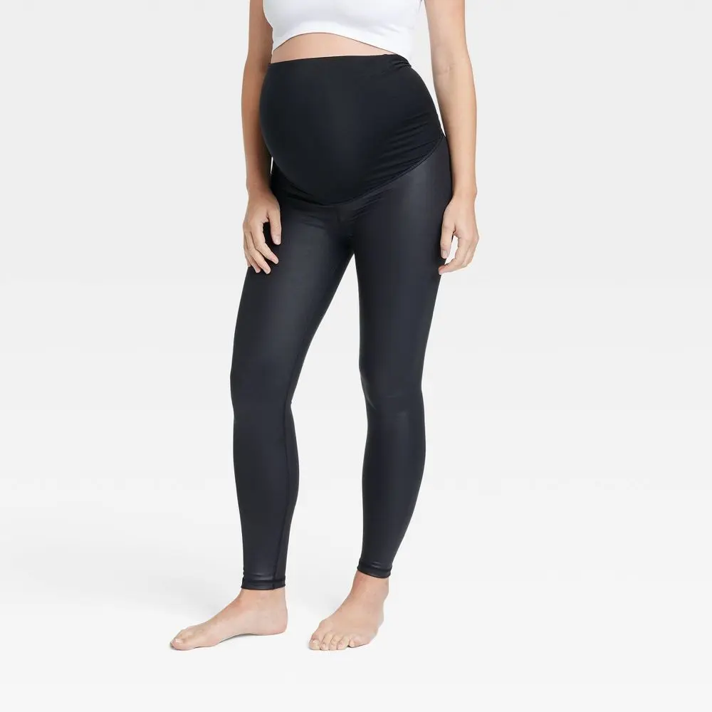 Isabel Maternity Leggings High Gloss Active Yoga Pants Belly Panel, Maternity Wear, Pregnancy Activewear