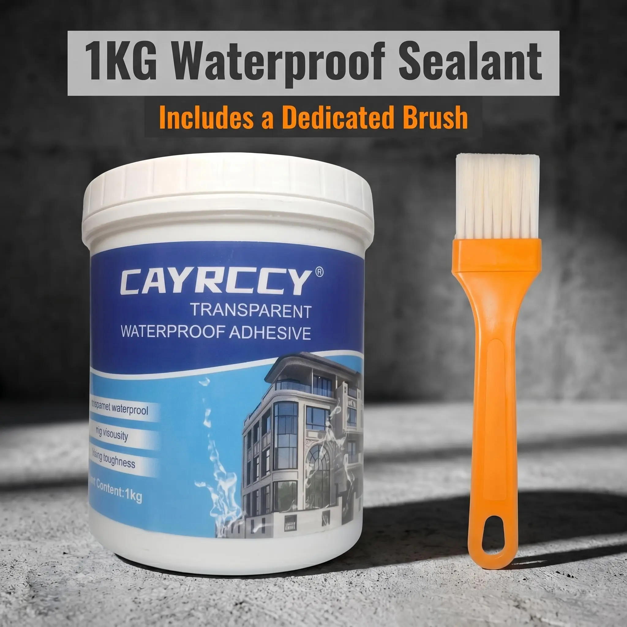 1kg Transparent & Invisible Brush-Applicable Water-Resistant Silicone Sealant - Universal No-Demolition Long-Lasting Leak Repair Glue for Tiles, Wood, Concrete (Tools & Hardware, Adhesives Tapes & Sealers)