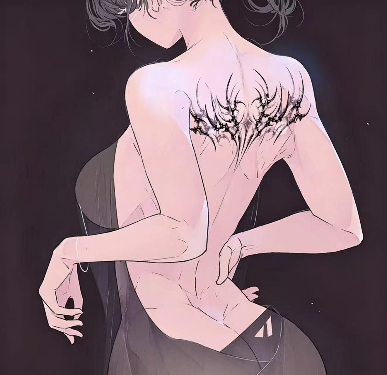 Succubus Heart: Dark-Themed Anime-Style Sexy Tattoo Stickers for the Abdomen, Thighs, and Lower Back (For Women)