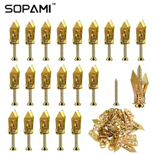 SOPAMI 200PCS Quick-Install Wall Anchor Kit No Drill Required for Fast Easy Hanging Includes Anchors Screws for Drywall and Wood Sturdy Adjustable Bracket