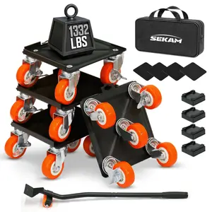 SEKAM Heavy-Duty 5-Wheel Furniture Mover Set 1332lb Capacity with 360° Swivel Wheels for Easy Sofa Refrigerator & Couch Movement on Hard Floors