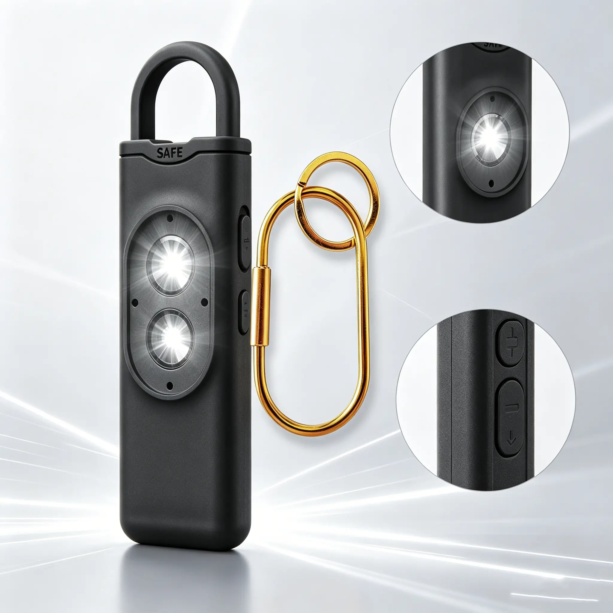 Portable 130dB Emergency SOS Alarm Keychain Dual Strobe Light Personal Safety Self Defense Tool For Outdoor Daily
