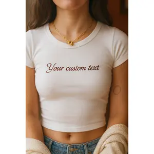 Premium Custom Embroidered Baby Rib Crop Top, Personalized Crop Top, Custom Designed Crop Top