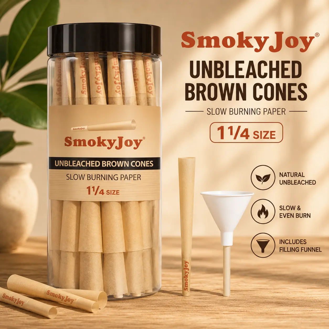 100 Pack Cones Pre Rolling Papers Rolled 1 1/4 Size Paper Cones - Preroll Pre Rolls Paper with Filter Tips and Packing Tubes Included