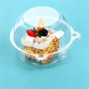 50 Pack Extra Large Jumbo Muffin Containers, Clear Plastic Flip Top Cupcake Holders, Cartoon Cat Head Design Disposable Muffin Boxes for Bakery, Party, Takeout