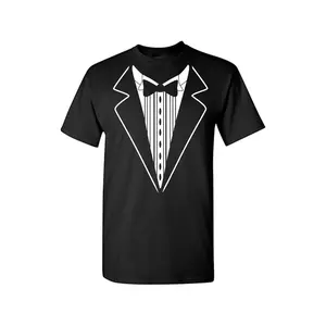 [100% Cotton] Tuxedo Homecoming Formal Graduation Prom Costume New Years eve Tux T Shirt Casual Soft