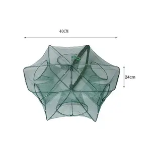 Fishing Net Mesh Folded Hexagon Octagon 6 Hole Fish Shrimp Automatic Trap Crayfish Catcher Fish Network Baits Cast Mesh Trap