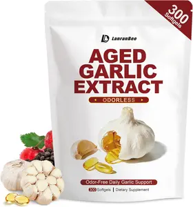 LanranBee Aged Garlic Extract 300 Softgels - Odorless Aged Garlic Supplements for Immune & Heart Support with Hawthorn Berry & Black Pepper - Non-GMO, 150-Day Supply