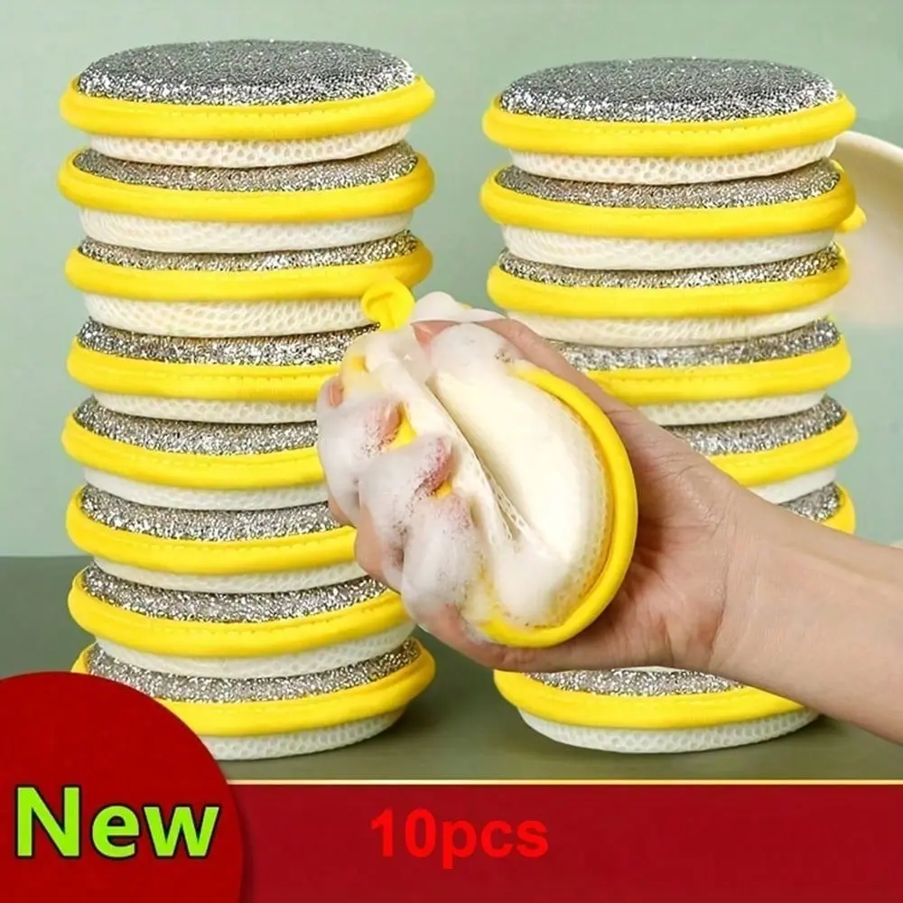 10 Pack Double-Sided Cleaning Sponge, Efficient Stain Removal And Strong Water Absorption, Durable And Easy To Handle Daily Cleaning, Double-Sided Dish Scrubbing Sponge