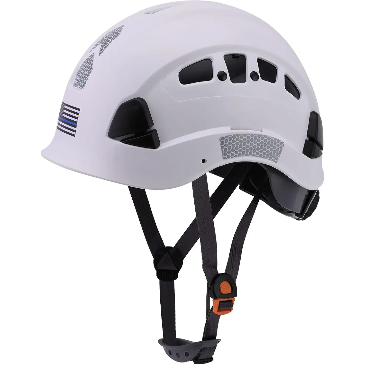 Vented Safety Helmet, High-Impact ABS Cap Style with 8 Ventilation Ports and Adjustable Ratchet, Fits 20.5 to 25 inches for All Seasons Sports & Outdoor Use, Construction, Hard Hat, Reflective Strips, Forestry, Construction Gear, Head Protection, Ventilat