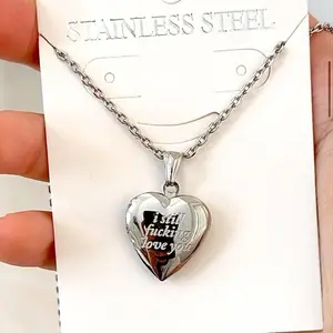 OR Inspired Heart Locket I Still Love You Stainless Steel Necklace with Engraved Design, Waterproof, Length Matches Original, Easy to Switch