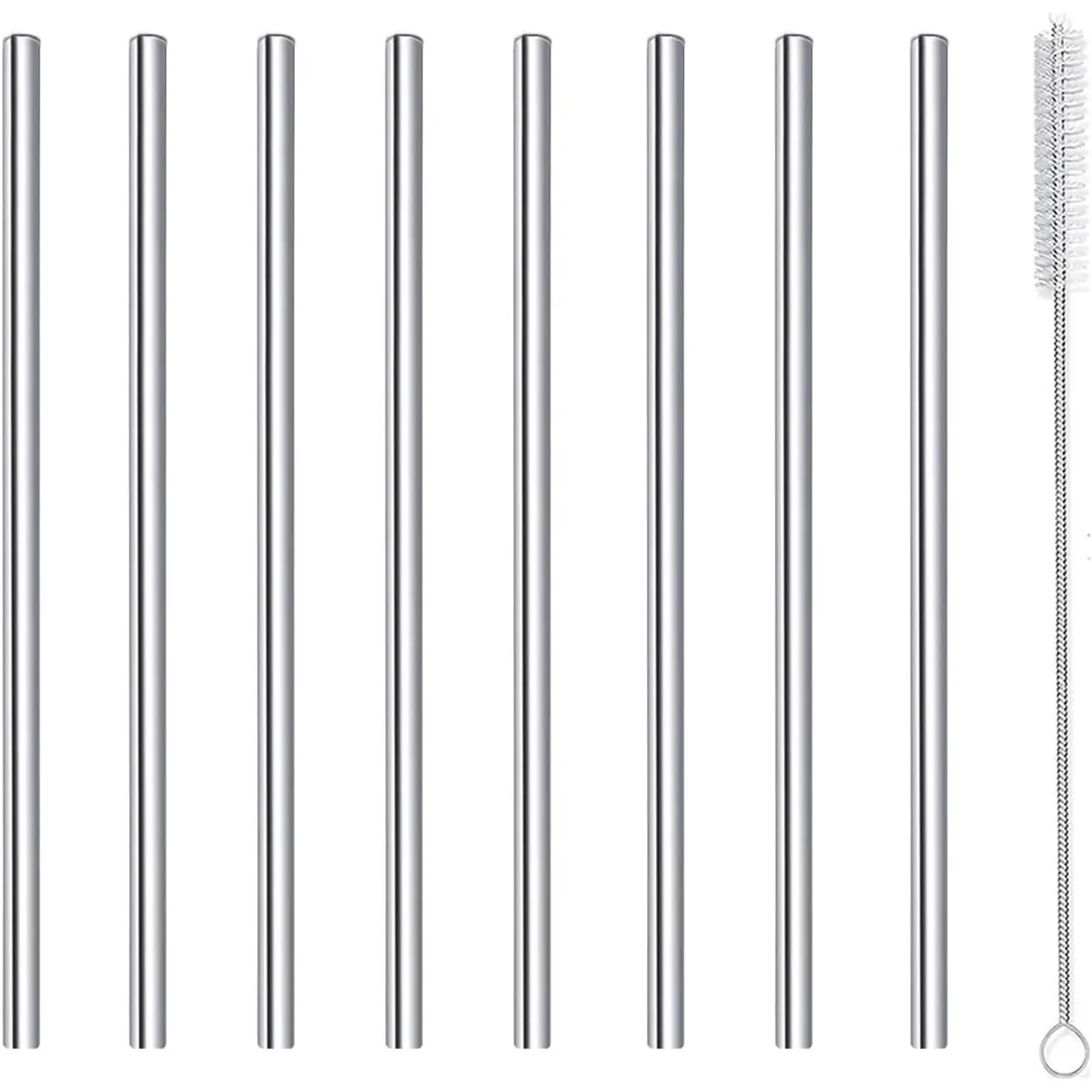 Straws Short Small Mini Straw  Metal Stainless Steel Bar Drinking Straws Set with Cleaner Brush for  Rock Gin Glass Coffee Mason Jar Tumblers Fruit Juice,  8 count